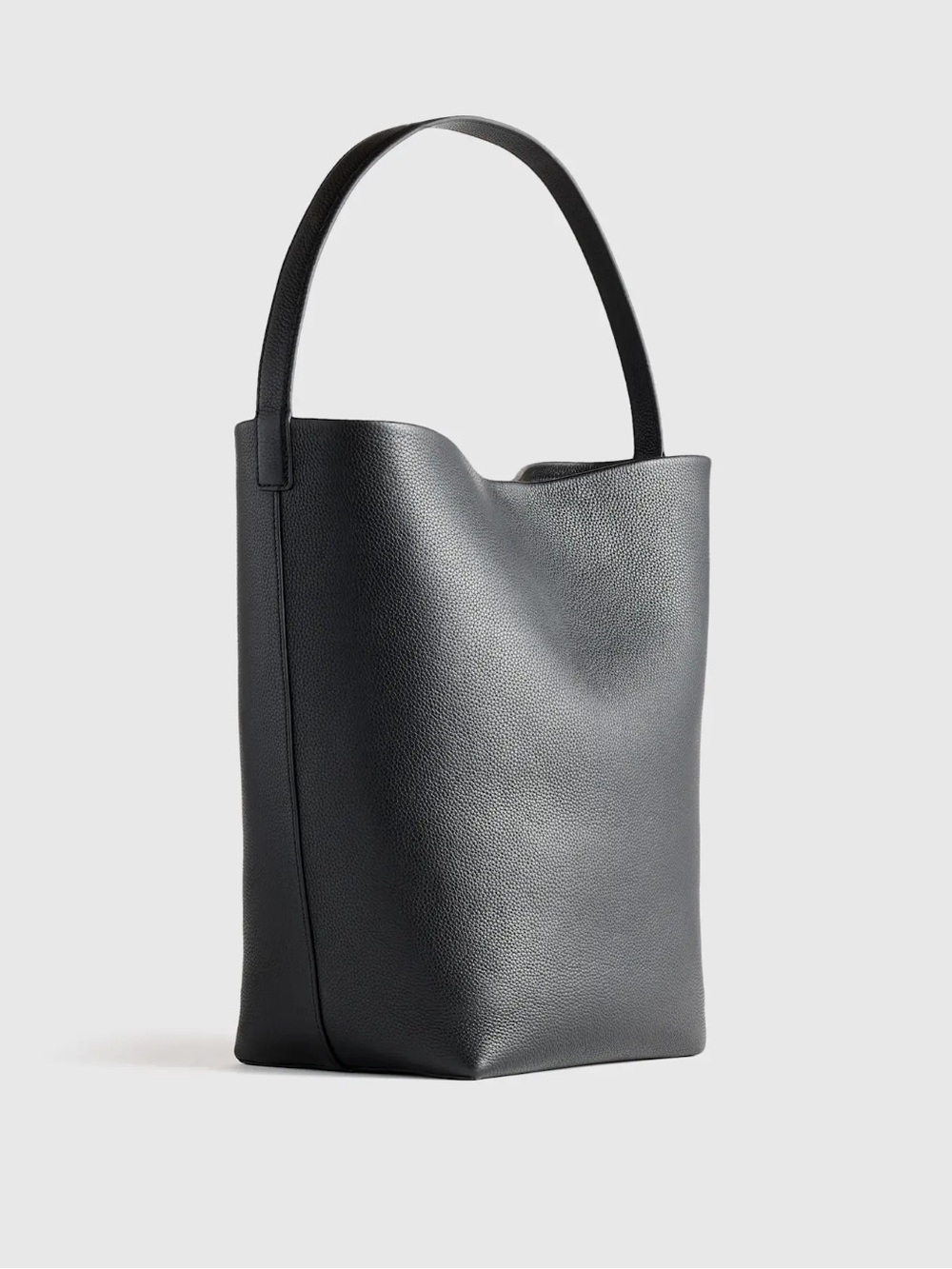 Soft Black Leather Minimalist Tote